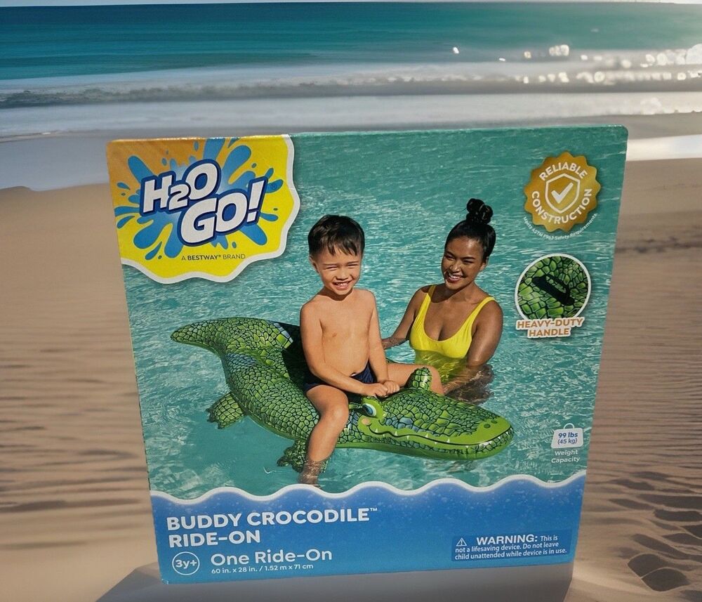 H2O GO Buddy Crocodile Ride-On 3Y+, Size 60 In. x 28 In, Weight Capacity 99 Lbs